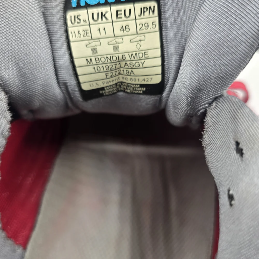 Hoka Gray‎ and Red Bondi 6 Shoes